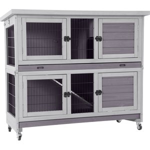 Aivituvin AIR06-A Small Pet Indoor/Outdoor Hutch, Gray, Two Story