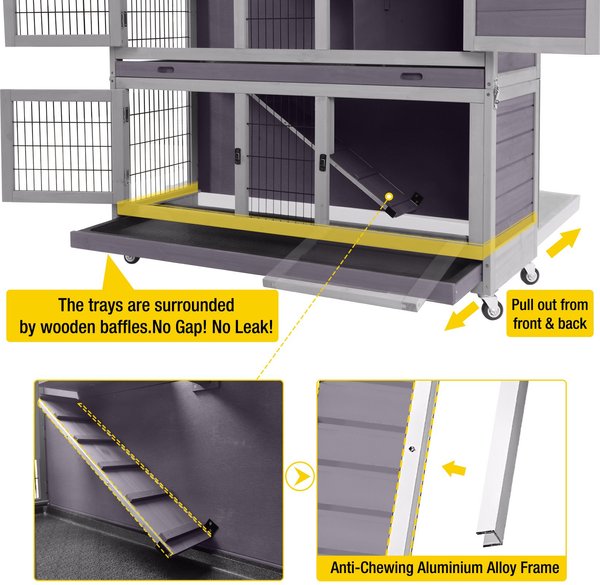 Show full view: Aivituvin AIR06-A Small Pet Indoor/Outdoor Hutch, Gray, Two Story slide 5 of 8