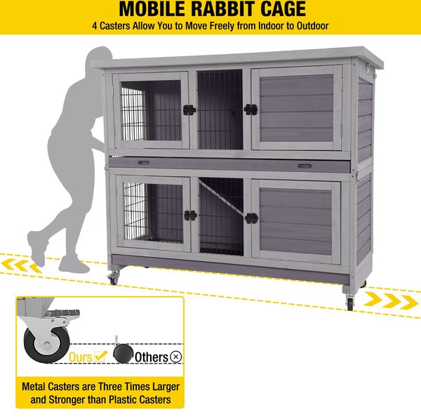 Show full view: Aivituvin AIR06-A Small Pet Indoor/Outdoor Hutch, Gray, Two Story slide 7 of 8