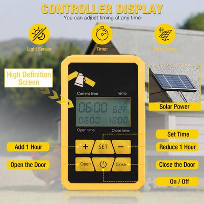 Show full view: Aivituvin AIR101 Solar Powered Automatic Chicken Coop Door, Gray slide 4 of 10