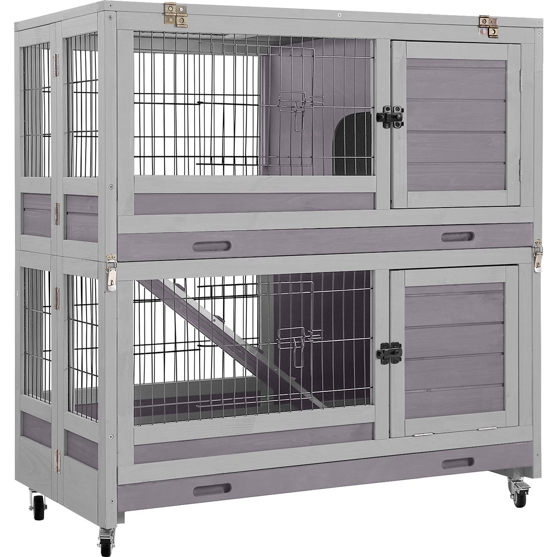 Aivituvin AIR18 -F Folding Rabbit Hutch, Gray