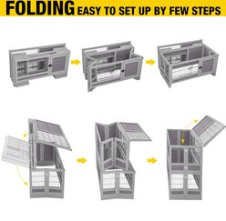 Aivituvin AIR18 -F Folding Rabbit Hutch, Gray slide 2 of 6
