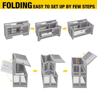 Show full view: Aivituvin AIR18 -F Folding Rabbit Hutch, Gray slide 2 of 6