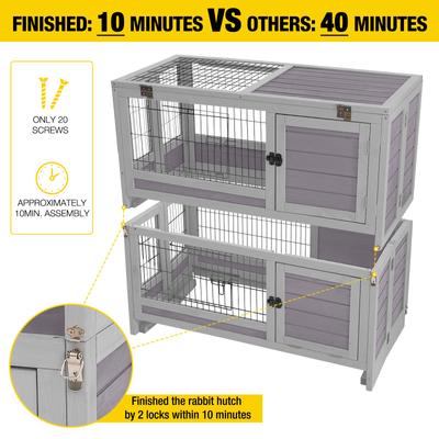 Show full view: Aivituvin AIR18 -F Folding Rabbit Hutch, Gray slide 3 of 6