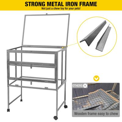 Show full view: Aivituvin AIR25-1 Anti-Chew Iron Frame Wooden Hamster Cage, Gray slide 3 of 9