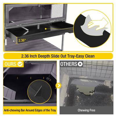 Show full view: Aivituvin AIR25-1 Anti-Chew Iron Frame Wooden Hamster Cage, Gray slide 5 of 9
