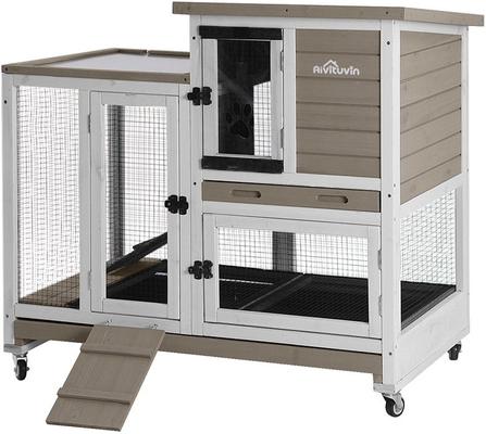 Show full view: Aivituvin AIR36 Indoor & Outdoor Rabbit Hutch, Beige slide 2 of 9