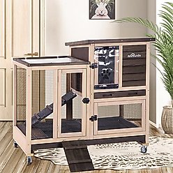 Aivituvin AIR36 Indoor & Outdoor Rabbit Hutch, Brown/Grey