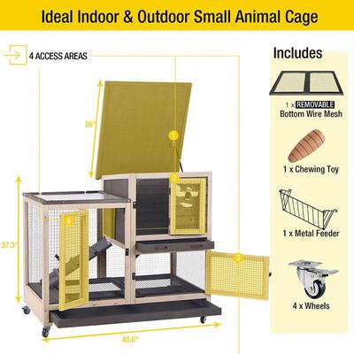 Show full view: Aivituvin AIR36 Indoor & Outdoor Rabbit Hutch, Brown/Grey slide 3 of 8