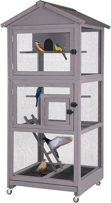 Show full view: Aivituvin AIR42 Wooden Large On Wheels Bird Cage slide 2 of 10