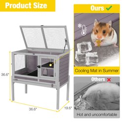 Aivituvin AIR53-DG Small Pet Wooden Hutch, Gray, 39.6-L slide 2 of 6