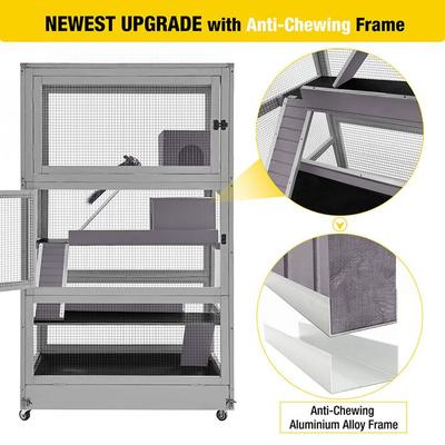 Show full view: Aivituvin-AIR56 Large Wooden Chinchilla & Ferret Cage, Gray slide 3 of 9