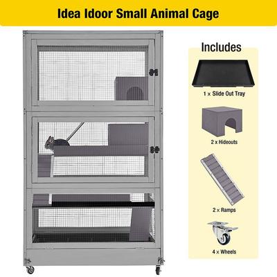Show full view: Aivituvin-AIR56 Large Wooden Chinchilla & Ferret Cage, Gray slide 6 of 9