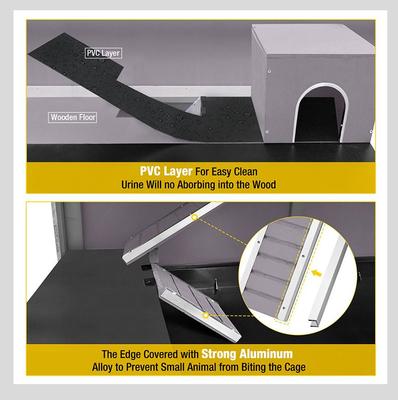 Show full view: Aivituvin-AIR58 Two Level Guinea Pig & Hamster Cage with Wheels, Gray slide 3 of 8