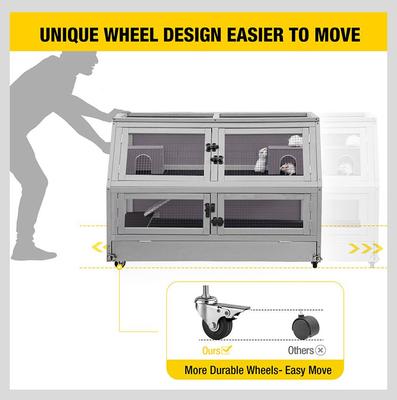 Show full view: Aivituvin-AIR58 Two Level Guinea Pig & Hamster Cage with Wheels, Gray slide 4 of 8