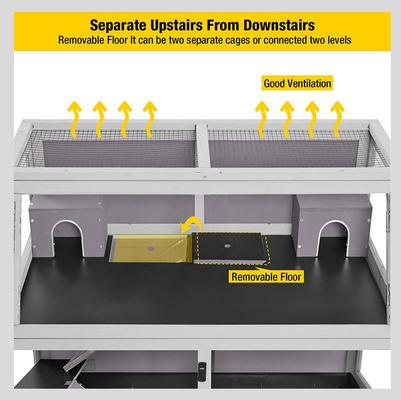 Show full view: Aivituvin-AIR58 Two Level Guinea Pig & Hamster Cage with Wheels, Gray slide 5 of 8