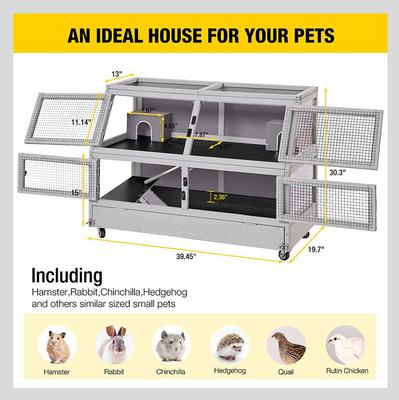 Show full view: Aivituvin-AIR58 Two Level Guinea Pig & Hamster Cage with Wheels, Gray slide 6 of 8