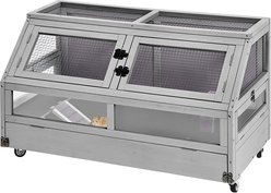 Aivituvin-AIR62 Large Guinea Pig Cage & Wooden Habitat, Gray