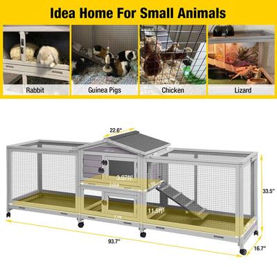 Show full view: Aivituvin-AIR65 Indoor House Easy Moving Large Bunny Rabbit Hutch, Gray slide 2 of 9