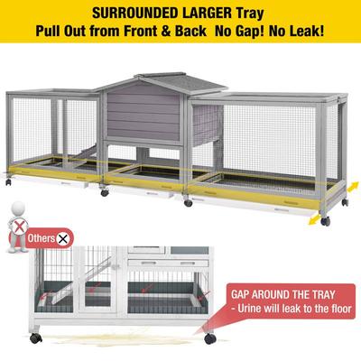 Show full view: Aivituvin-AIR65 Indoor House Easy Moving Large Bunny Rabbit Hutch, Gray slide 3 of 9
