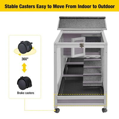 Show full view: Aivituvin-AIR65 Indoor House Easy Moving Large Bunny Rabbit Hutch, Gray slide 4 of 9