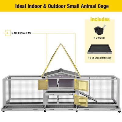 Show full view: Aivituvin-AIR65 Indoor House Easy Moving Large Bunny Rabbit Hutch, Gray slide 5 of 9