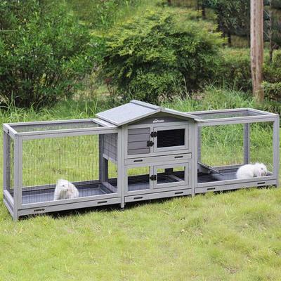 Show full view: Aivituvin-AIR65 Indoor House Easy Moving Large Bunny Rabbit Hutch, Gray slide 6 of 9