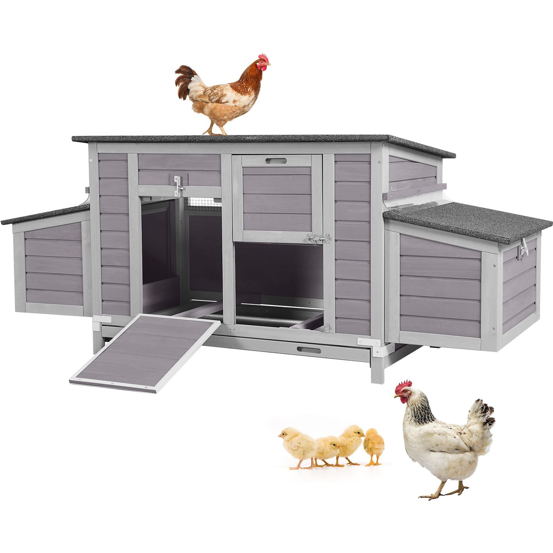 小物 CHICKENS Chicken Coop with Extended Run by Cozy Pet in Natural Wood