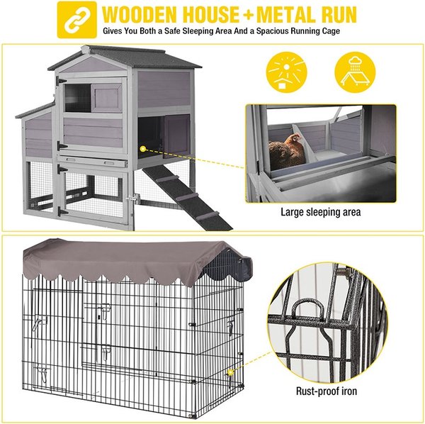 Aivituvin AIR7008 Wooden Chicken Coop with Wheels, 2 to 4 Chicken Capacity