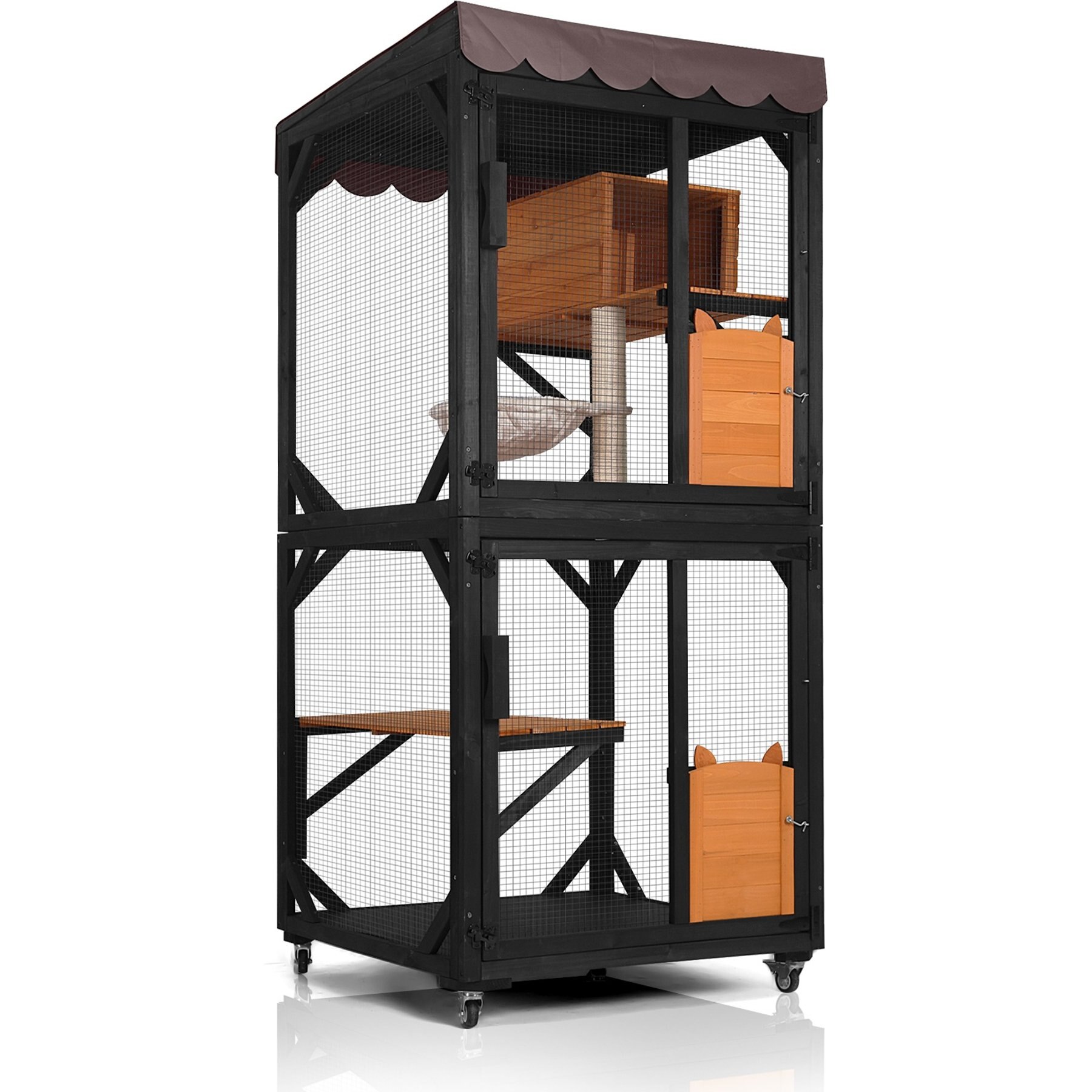 Aivituvin AIR7014 Catio Wooden Cat Scratching Post, Brown