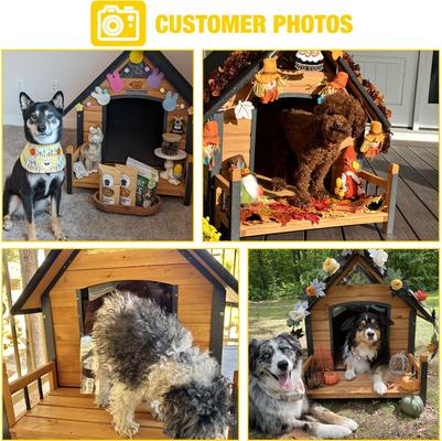 Show full view: Aivituvin AIR80 Insulated Wooden Dog House with Iron Frame, Brown, Large slide 6 of 8