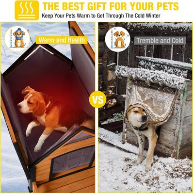 Show full view: Aivituvin AIR80 Insulated Wooden Dog House with Iron Frame, Brown, Large slide 4 of 8