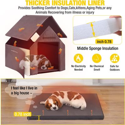 Show full view: Aivituvin AIR80 Insulated Wooden Dog House with Iron Frame, Brown, Large slide 3 of 8
