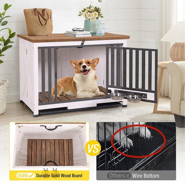 Aivituvin Folding Design Wooden Iron Frame Dog Crate