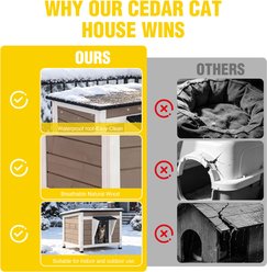 Aivituvin Heated Weatherproof Wooden Outdoor Cat House with Removable Liner, Brown slide 2 of 9