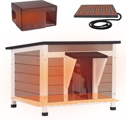 Aivituvin Heated Weatherproof Wooden Outdoor Cat House with Removable Liner, Brown