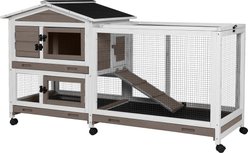 Aivituvin Indoor & Outdoor Rabbit Hutch, Brown