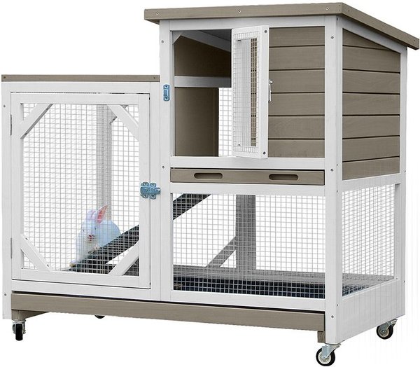 Aivituvin Indoor Rabbit Hutch with Pull-Out Tray, Large