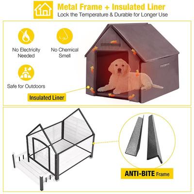 Show full view: Aivituvin Insulated Iron Frame with Liner Inside Large Dog House, Off White slide 4 of 7