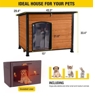 Aivituvin Insulated Liner Inside Outdoor Dog House, Brown, Large