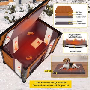 Aivituvin Insulated Liner Inside Outdoor Dog House, Brown, Large