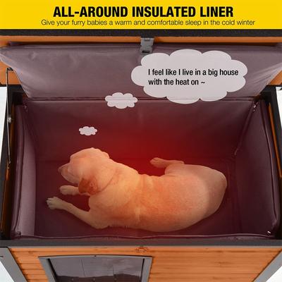 Show full view: Aivituvin Insulated Liner Inside Outdoor Dog House, Brown, Medium slide 4 of 9