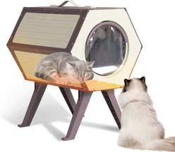 Aivituvin Plastic Indoor & Outdoor Heated Cat House, Brown