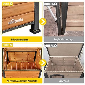 Aivituvin Strong Iron Frame Outdoor Dog House with Porch, Small, Brown