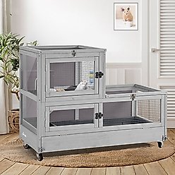 Aivituvin Two Level Small Pet Cage with Wheels, Grey slide 2 of 6