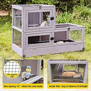 Aivituvin Two Level Small Pet Cage with Wheels, Grey