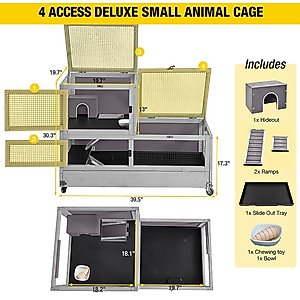 Aivituvin Two Level Small Pet Cage with Wheels, Grey