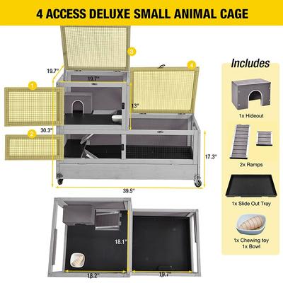 Show full view: Aivituvin Two Level Small Pet Cage with Wheels, Grey slide 6 of 8