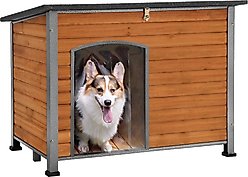 Aivituvin Wooden Heavy Duty Dog House, Brown, Large