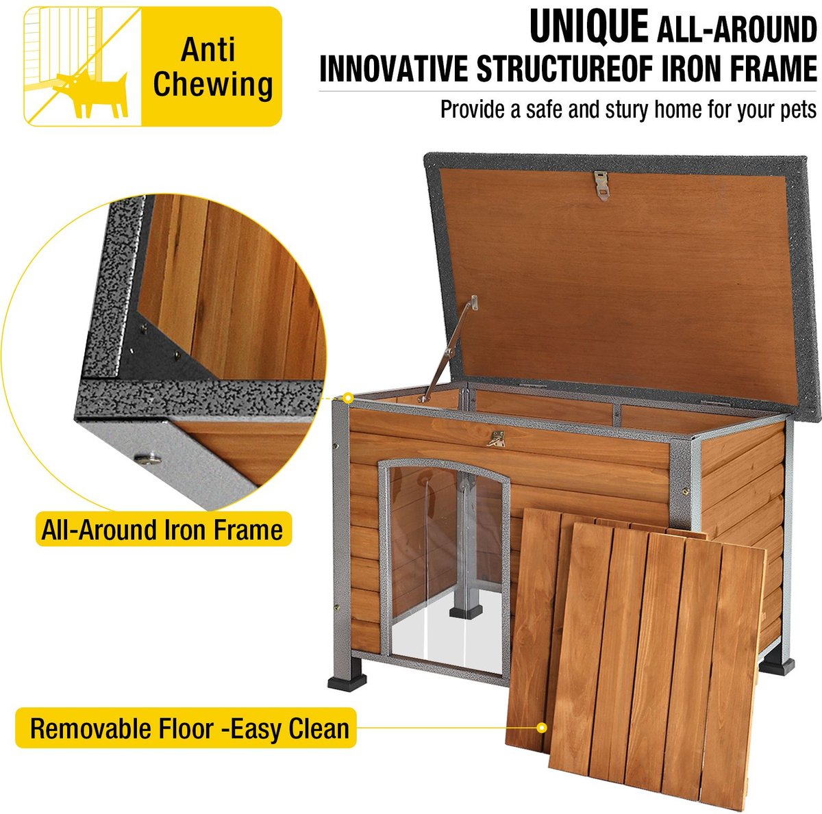 Aivituvin Wooden Heavy Duty Dog House Brown Medium Photo Inspiration